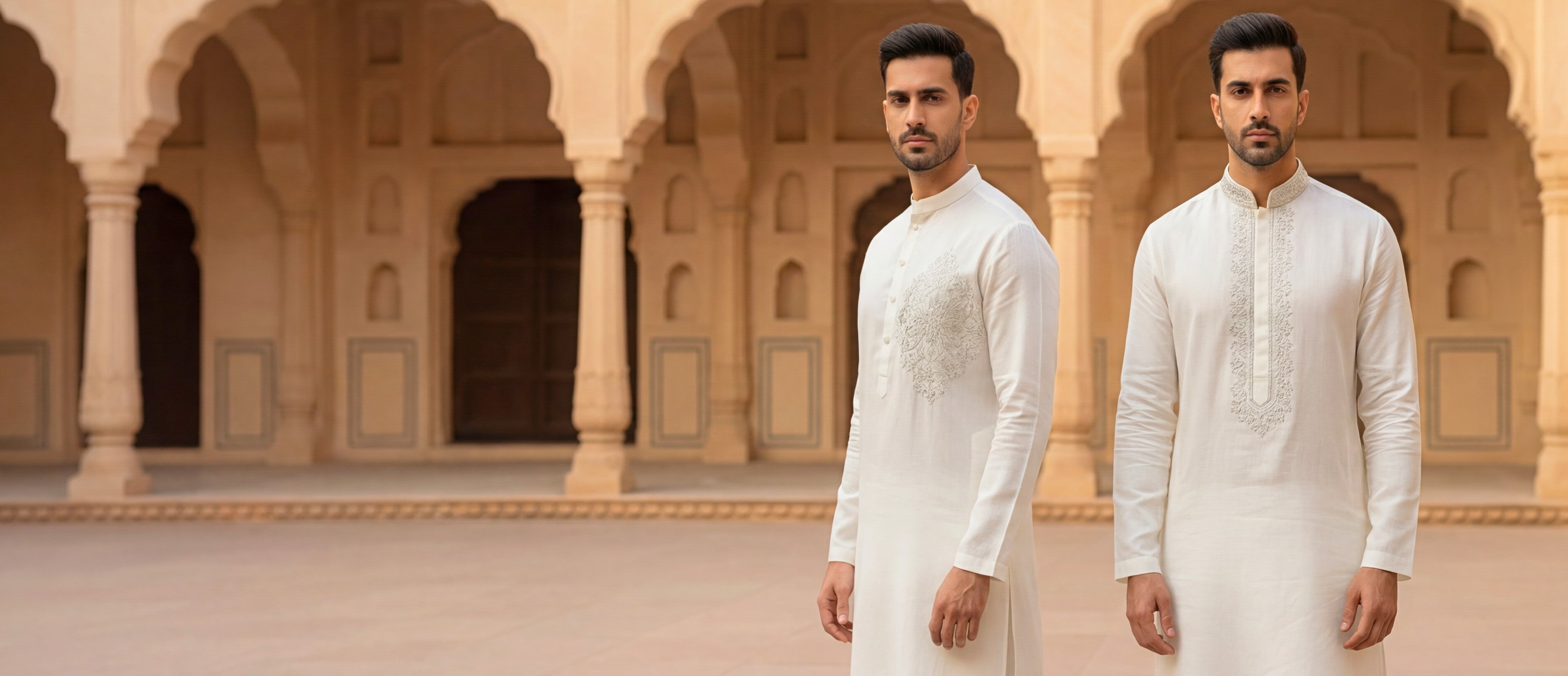 Men’s White Linen Kurta Pyjama – Summer & Beach Wedding Wear