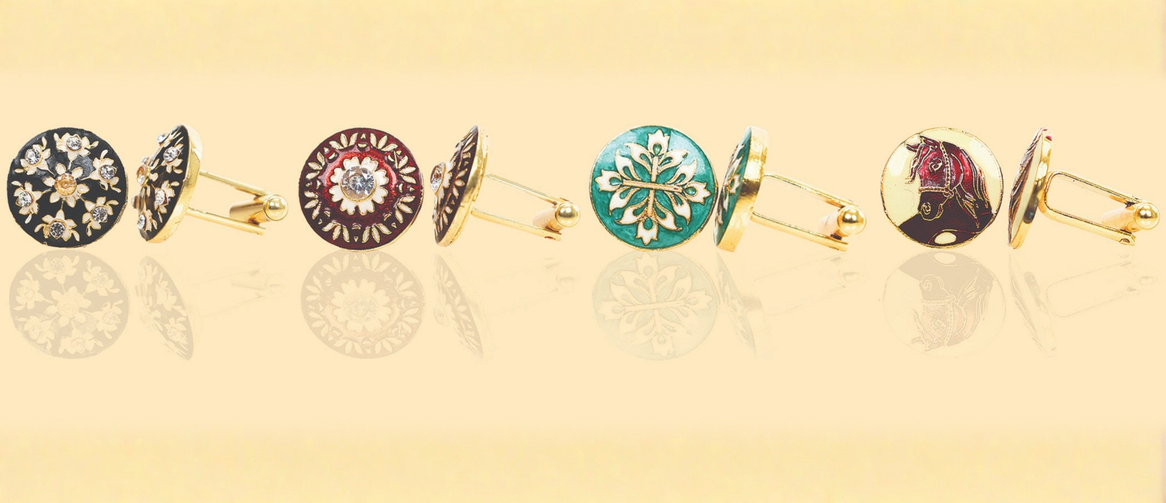Meenakari Cufflinks for Men – Handcrafted Wedding Accessories