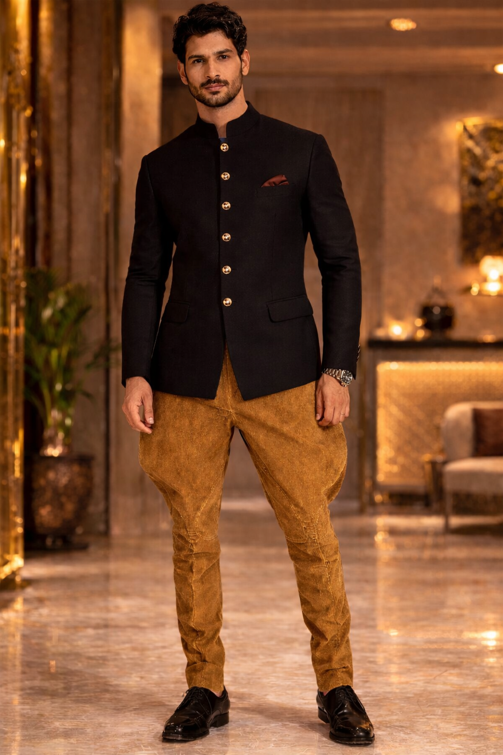 Men’s Golden Brown Jodhpuri Breeches Pants – Traditional Wedding Bottom