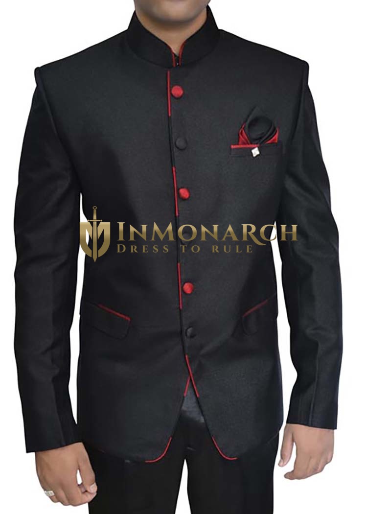 Mens Black 3 pc Jodhpuri Suit Classic