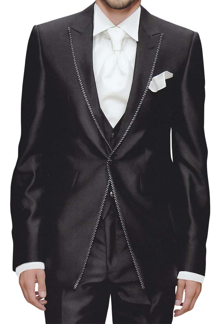 Mens Black Tuxedo Suit 6 Pc Peak Lapel