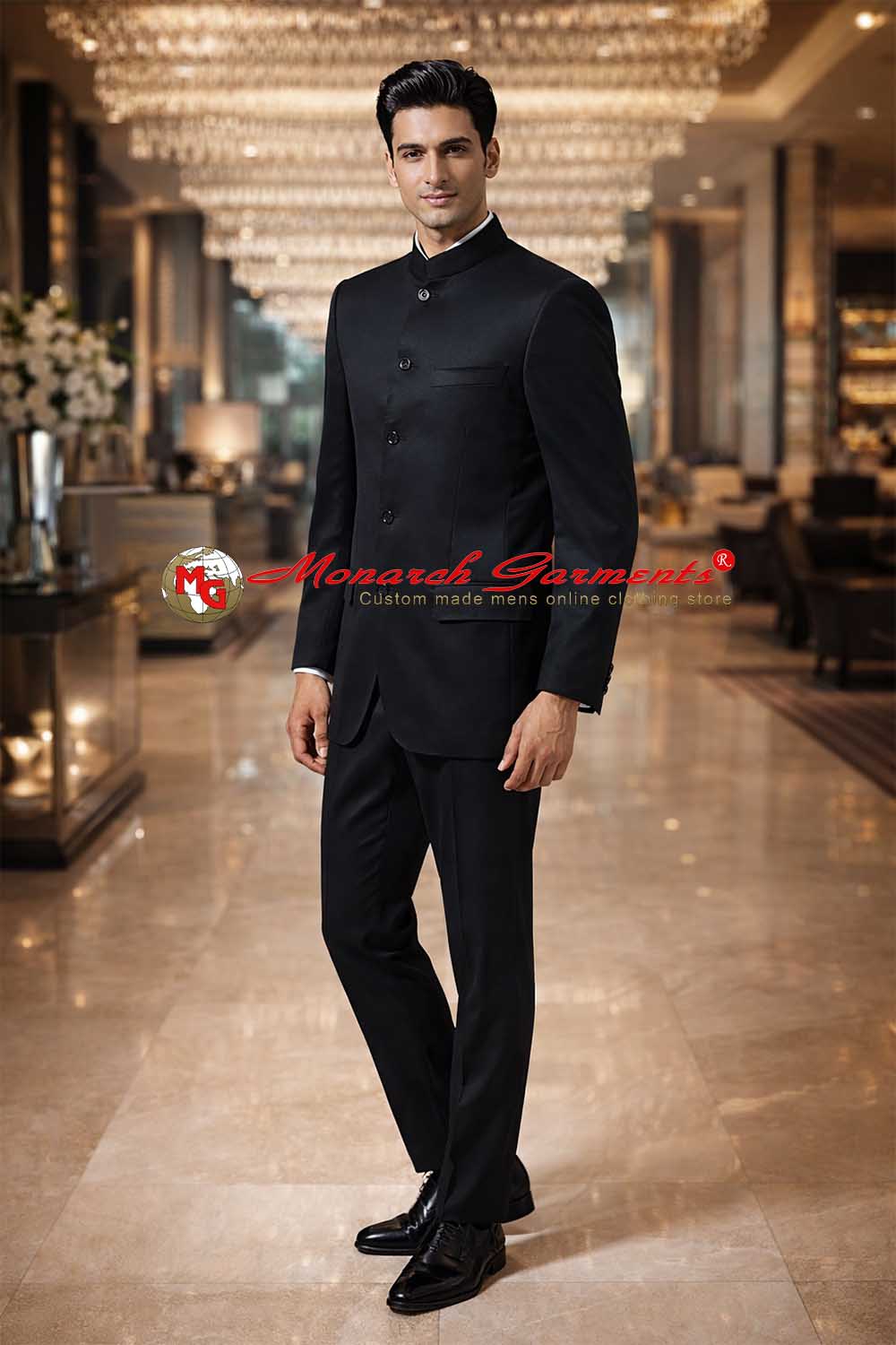 Black Jodhpuri suit for men bandhgala slim fit wedding wear India