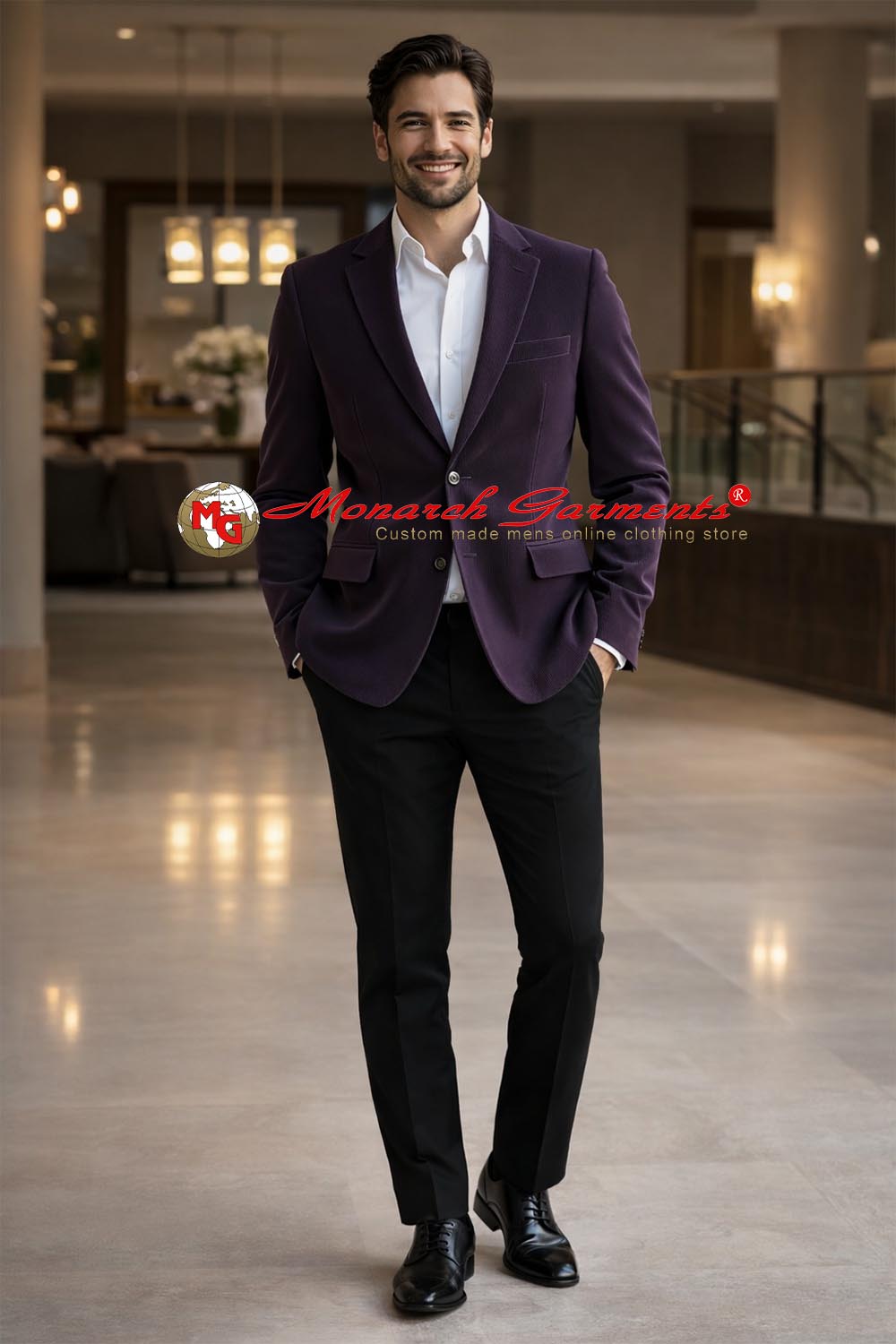 Men wearing navy blue corduroy blazer with classic two button design for casual and semi formal occasions India