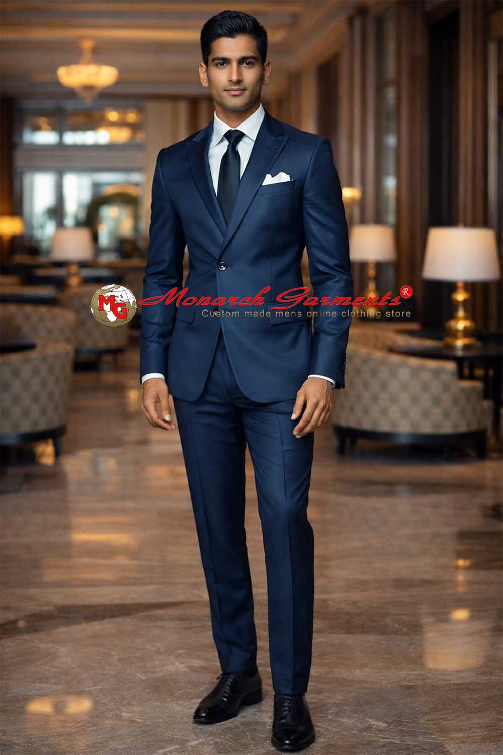 Teal blue 2 piece suit for men slim fit with blazer and trousers for wedding and formal wear India