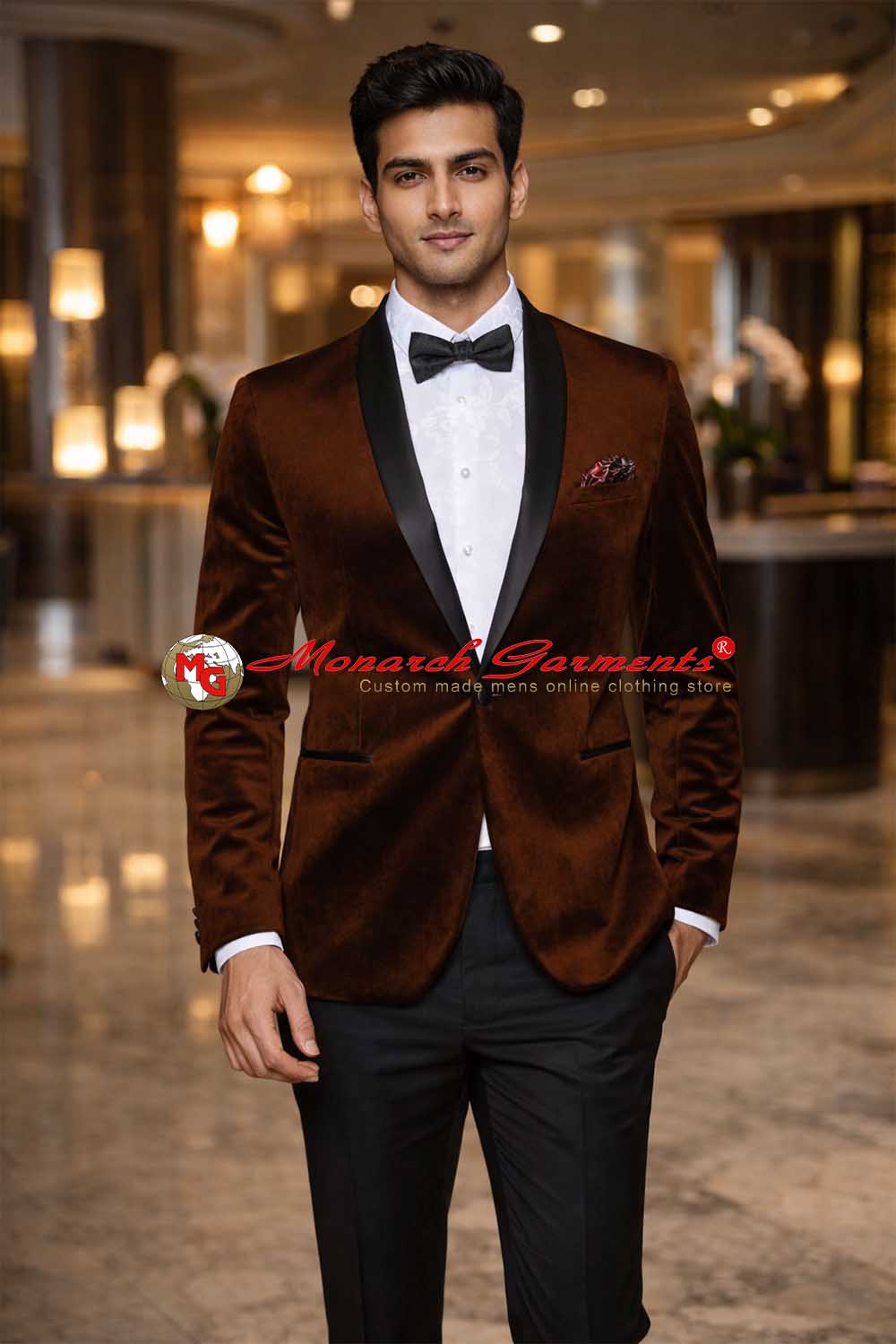 Wine velvet tuxedo blazer for men slim fit shawl lapel formal wear India